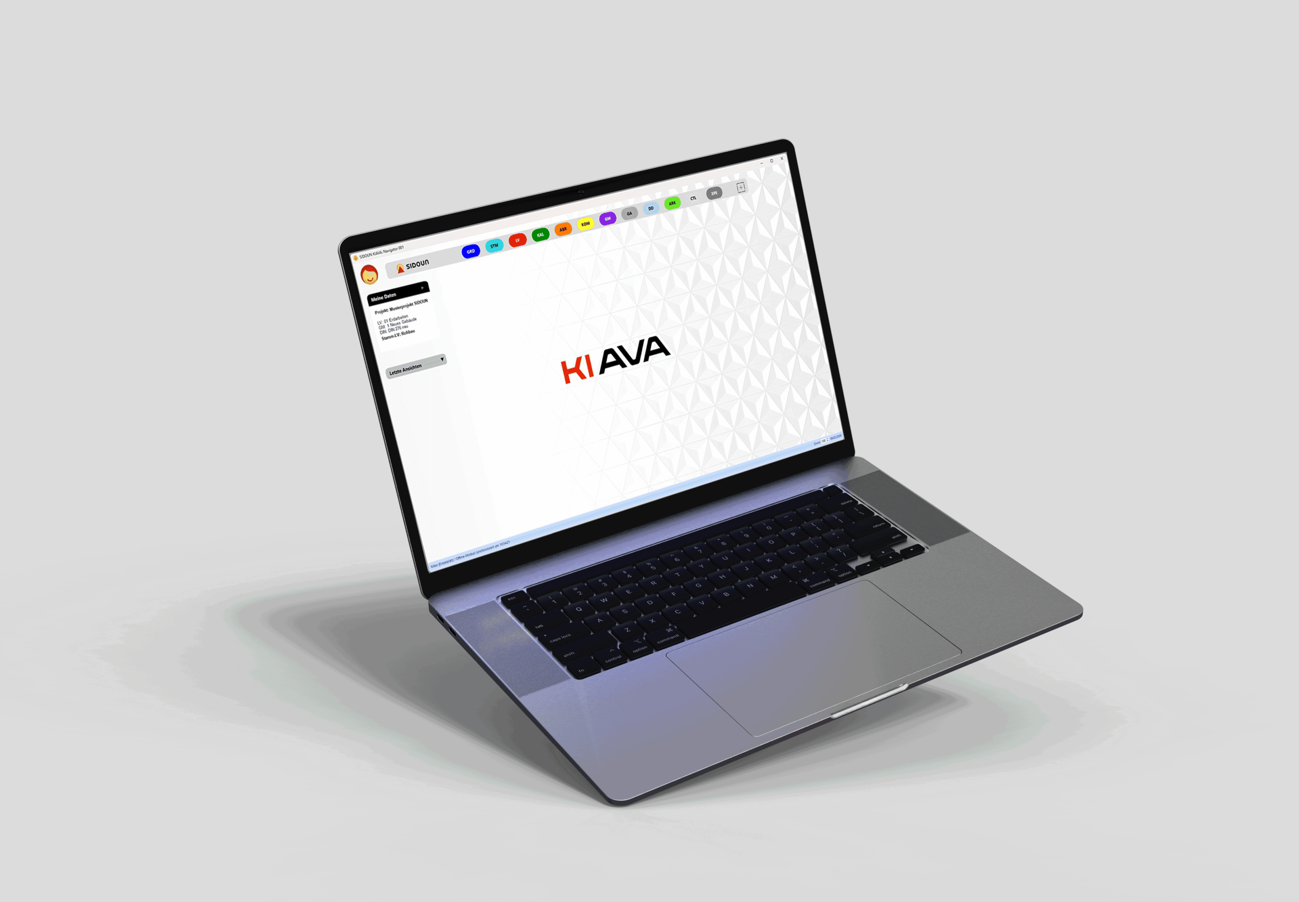 KI-Innovation: Laptop zeigt den KIAVA Desktop – KI-basierte Softwareoberfläche für Bauunternehmen